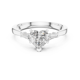 Beloved Heart-Cut Five Prong Trilogy Diamond Ring