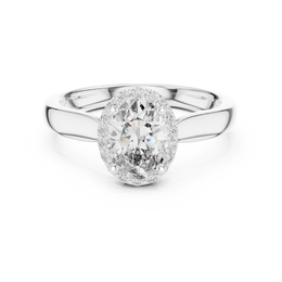Halo Whisper Oval-Cut Side Stone Diamond Ring