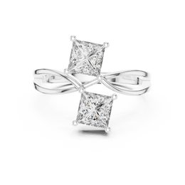 Twin Princess-Cut Diamond Bypass Ring