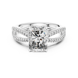 Elegant Radiant-Cut Diamond Double Band Engagement Ring