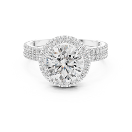 Crown Halo Round-Cut Diamond Ring with Extra Band