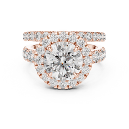 Infinite Bloom Round Halo Diamond Engagement Ring Set