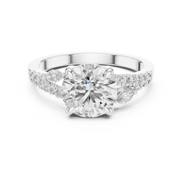 Aurora Grace Round Diamond Ring with Marquise & Round Side Stone
