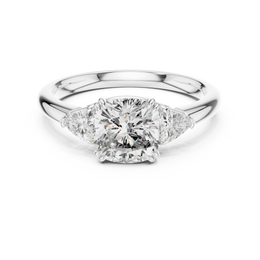 Blush Harmony Cushion Cut Three-Stone Diamond Ring