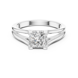 Crown Princess-Cut Four Prong Diamond Ring