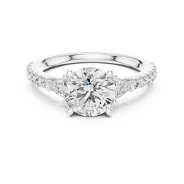 Seraphine Elegance Round-Cut Three Stone Diamond Ring with Side Stone