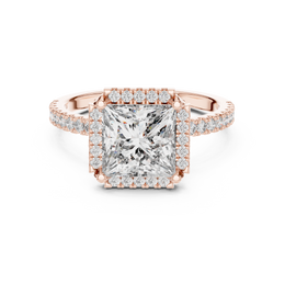 Princess Solitaire Four Prong Diamond Setting Ring with Side Stone