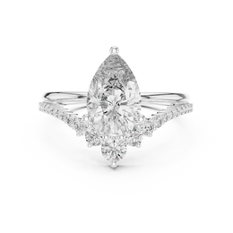 Pear Solitaire Three Prong Diamond Setting Ring with Side Stone