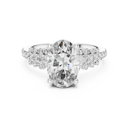 Oval Solitaire Four Prong Diamond Setting Ring with Side Stone