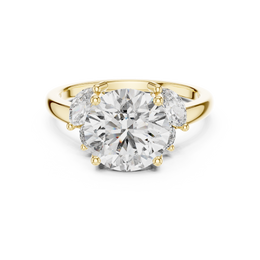 Round Solitaire Four Prong Diamond Setting Ring with Side Stone