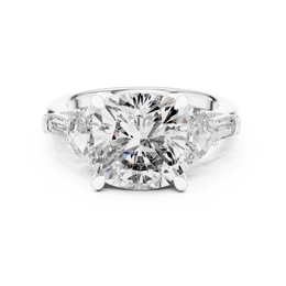 The Celeste Cushion Cut Trio Ring with Half Moon Diamond