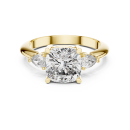 Cushion Radiance Ring with Trio Diamond Set
