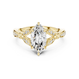Elegant Filigree Style Diamond Ring with Side Stone