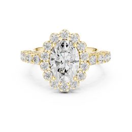 Halo Blossom Oval Cut Diamond Ring