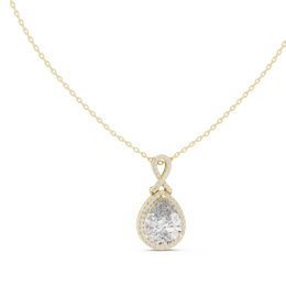 Pear Shape Diamond Halo Pendant Necklace with Infinity Bail
