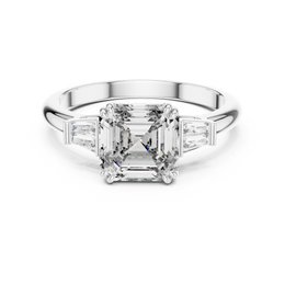 Cushion-Cut Diamond Engagement Ring with Tapered Baguette Side Stone