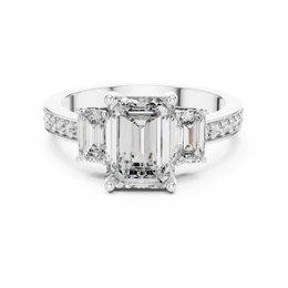 Emerald Cut with Three Stone Diamond Ring