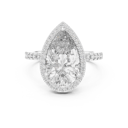 Pear-Cut Solitaire Four Prong Diamond with Halo Setting