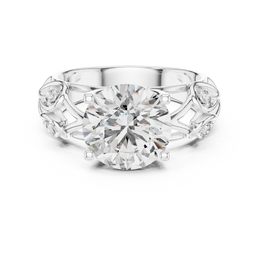 Round Solitaire Diamond Ring with Artistic Filigree Band