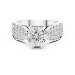 Majestic Round Solitaire Diamond Ring with Side Stone