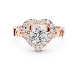 Amour Heart Halo Solitaire Diamond Engagement Ring