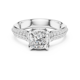 Crown of Light Cushion Diamond Ring With Pave Setting
