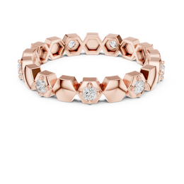 Hexagon Pattern Diamond Stackable Ring